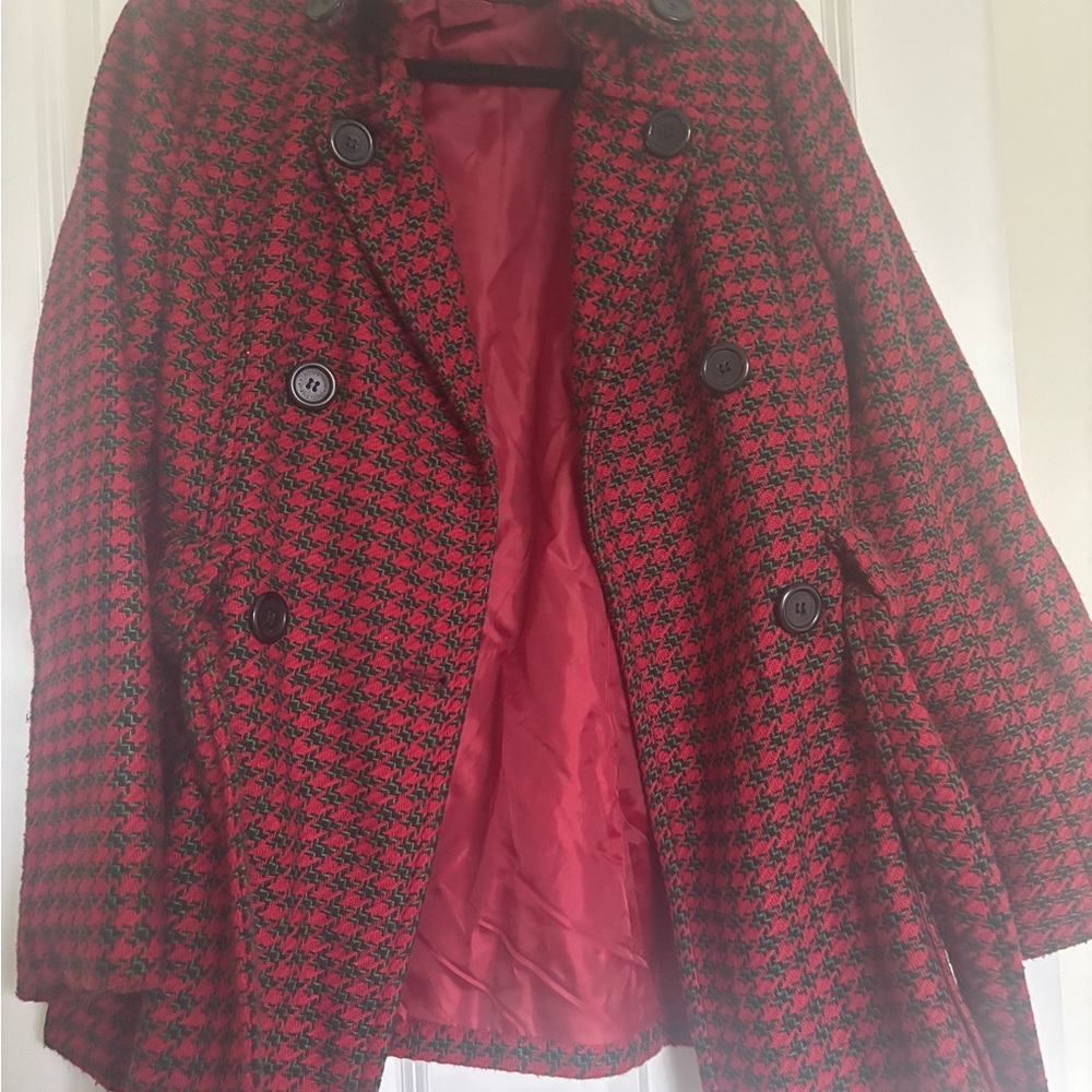 Jou Jou Red and Black Pea Coat